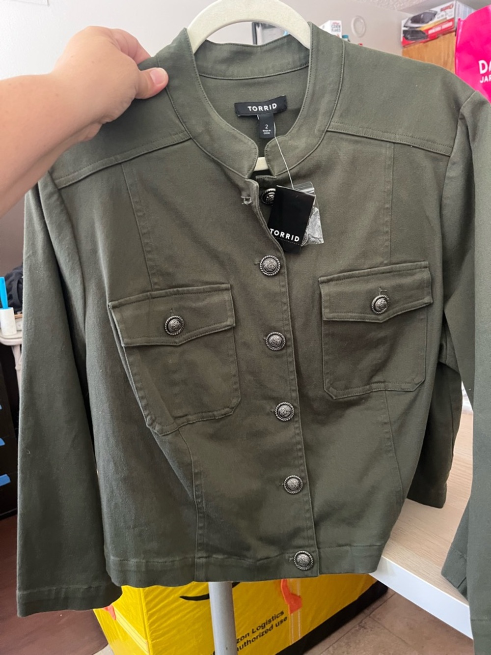 torrid Olive Cropped Utility Jacket - Picture 5 of 6